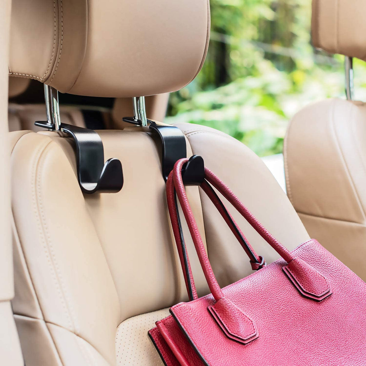 These headrest hooks keep my car organized and clutter free