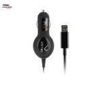 micro rubberized coiled cable car charger black